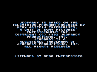 Jeopardy screenshot 3 for Sega Genesis